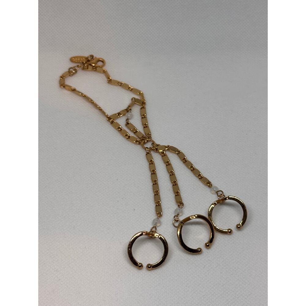 NEW ETTIKA ANTHROPOLOGY Gold-Tone 3-Rings Chain Bracelet